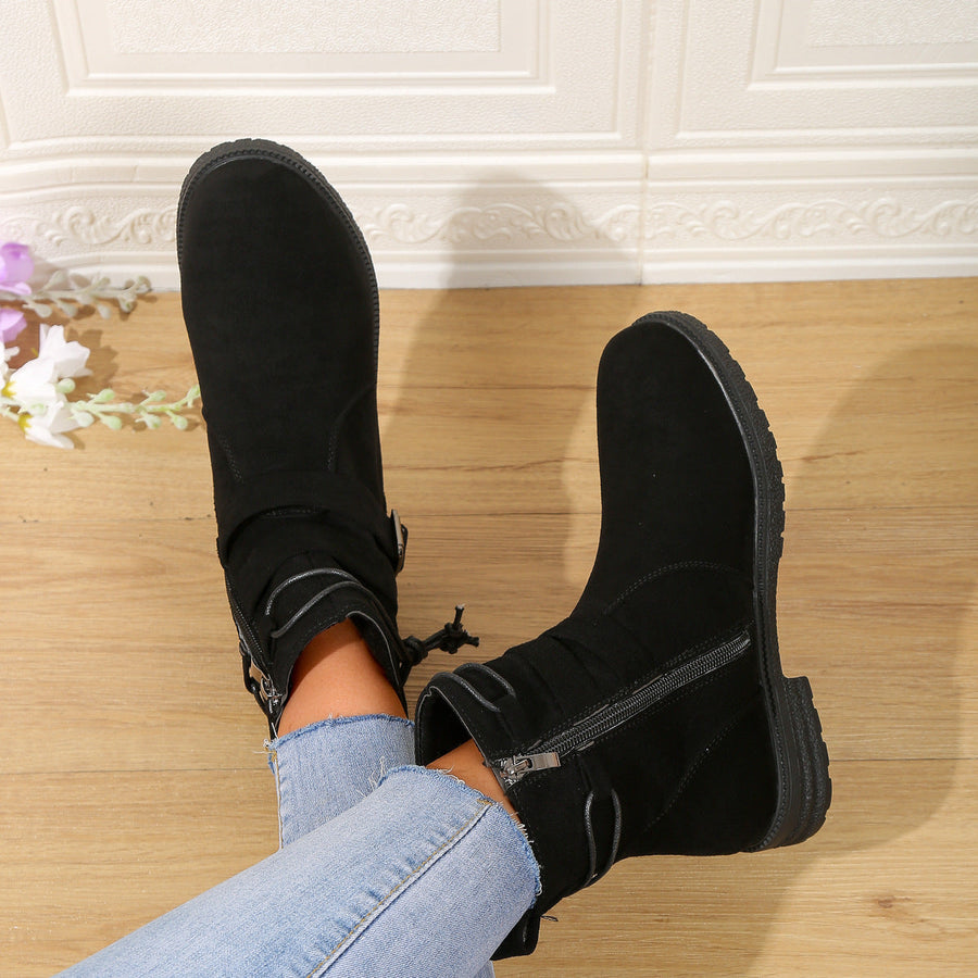 Women's Buckle Belted Boots — View 2