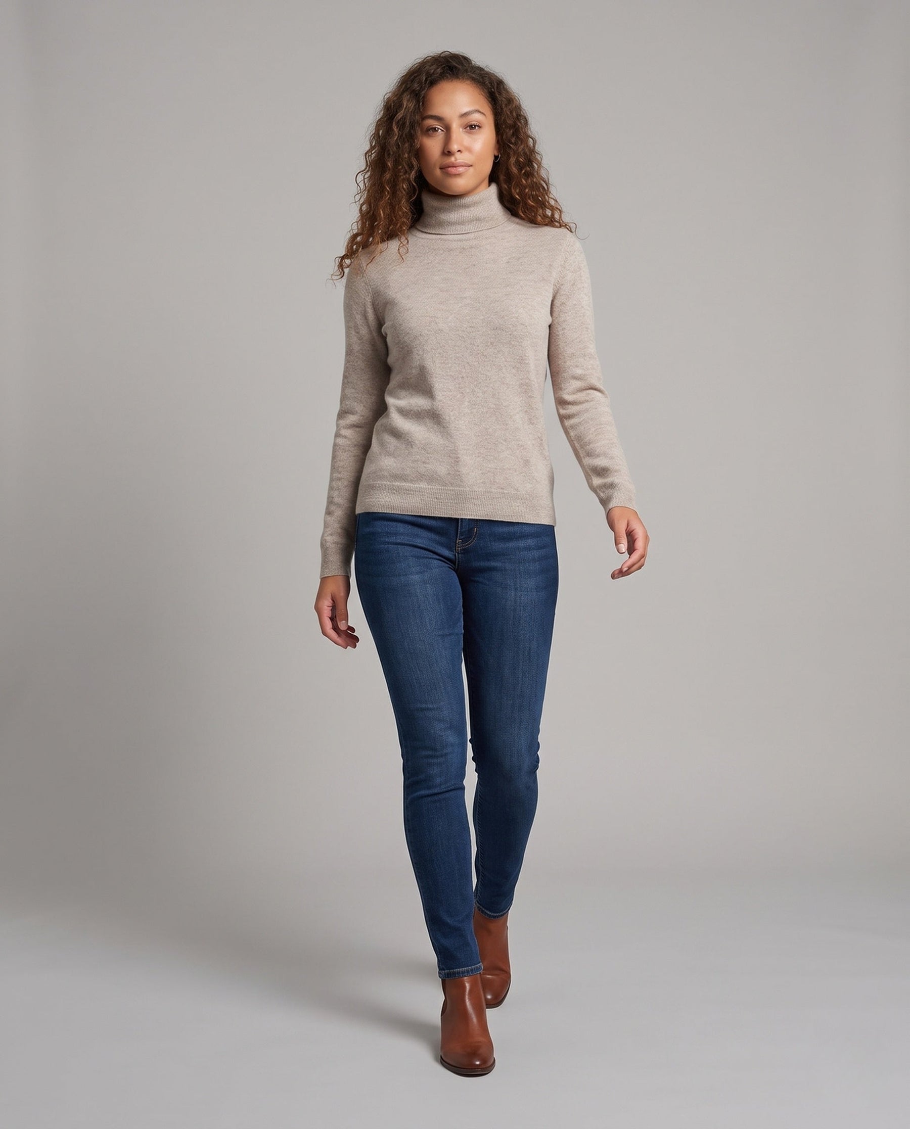 Women's Fine Knit Turtleneck Sweater — View 1