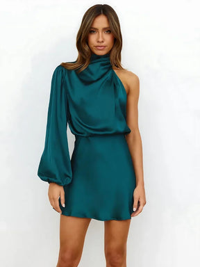 Women's One-Shoulder Draped Mini Cocktail Dress | Rosie