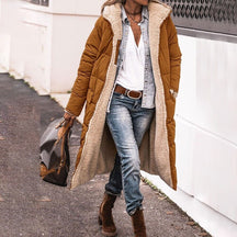 Women's Hooded Reversible Longline Puffer Coat — View 1