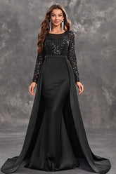 Women's Sequin Long-Sleeve Maxi Evening Dress | Scarlett in Black