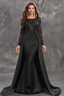 Women's Sequin Long-Sleeve Maxi Evening Dress | Scarlett in Black