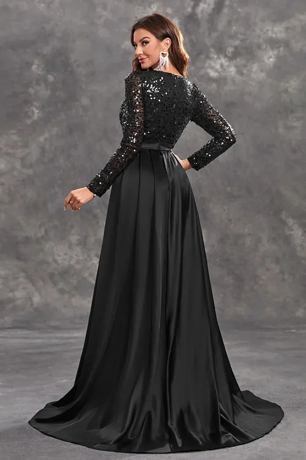 Women's Sequin Long-Sleeve Maxi Evening Dress | Scarlett