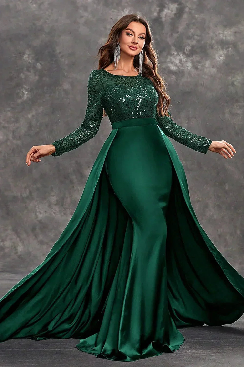 Women's Sequin Long-Sleeve Maxi Evening Dress | Scarlett
