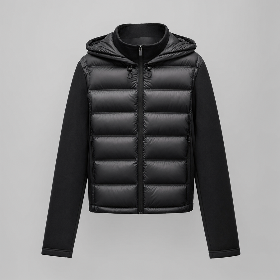 Women's Cropped Hooded Down Jacket | Sedgley in Black - Juana Fashion