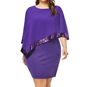 Women's Cold-Shoulder Cape Midi Wedding Guest Dress | Jamila in Purple