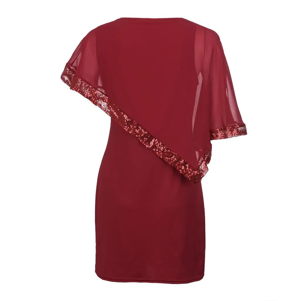 Women's Cold-Shoulder Cape Midi Wedding Guest Dress | Jamila