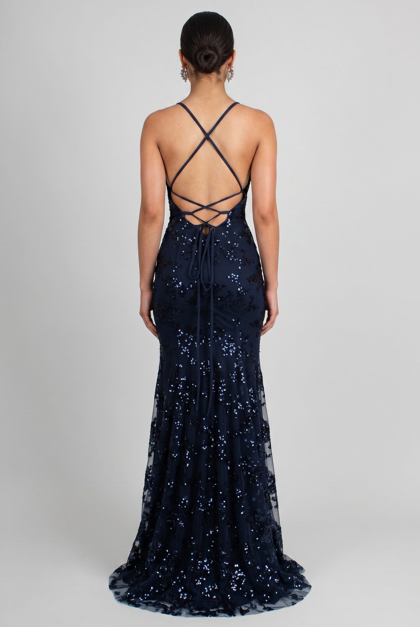 Women's Strappy V-Neck Sequin Maxi Evening Dress | Adriane