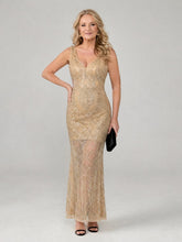 Women's Sleeveless Sequin Midi Cocktail Dress | Celestia in Beige