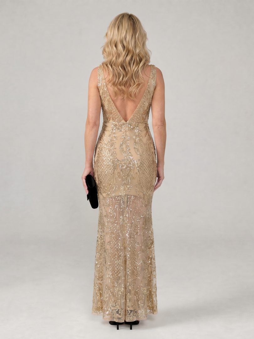 Women's Sleeveless Sequin Midi Cocktail Dress | Celestia