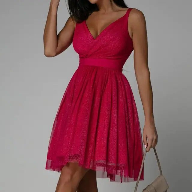 Women's Sleeveless Sequin Wrap Midi Party Dress | Arlette