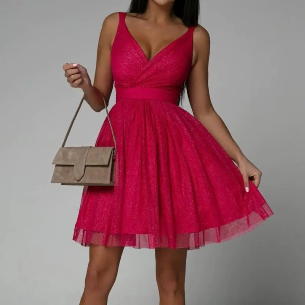 Women's Sleeveless Sequin Wrap Midi Party Dress | Arlette