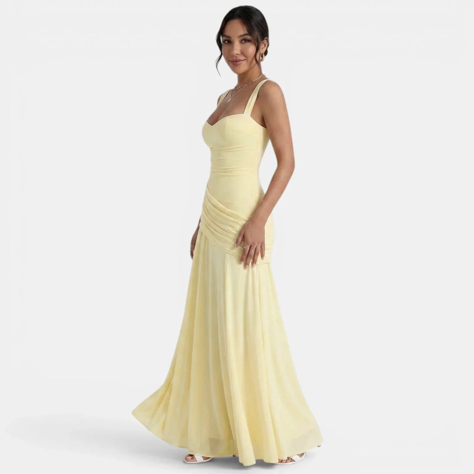 Women's Sweetheart Maxi Wedding Guest Dress, Cross Back | Shirley