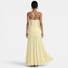 Women's Sweetheart Maxi Wedding Guest Dress, Cross Back | Shirley