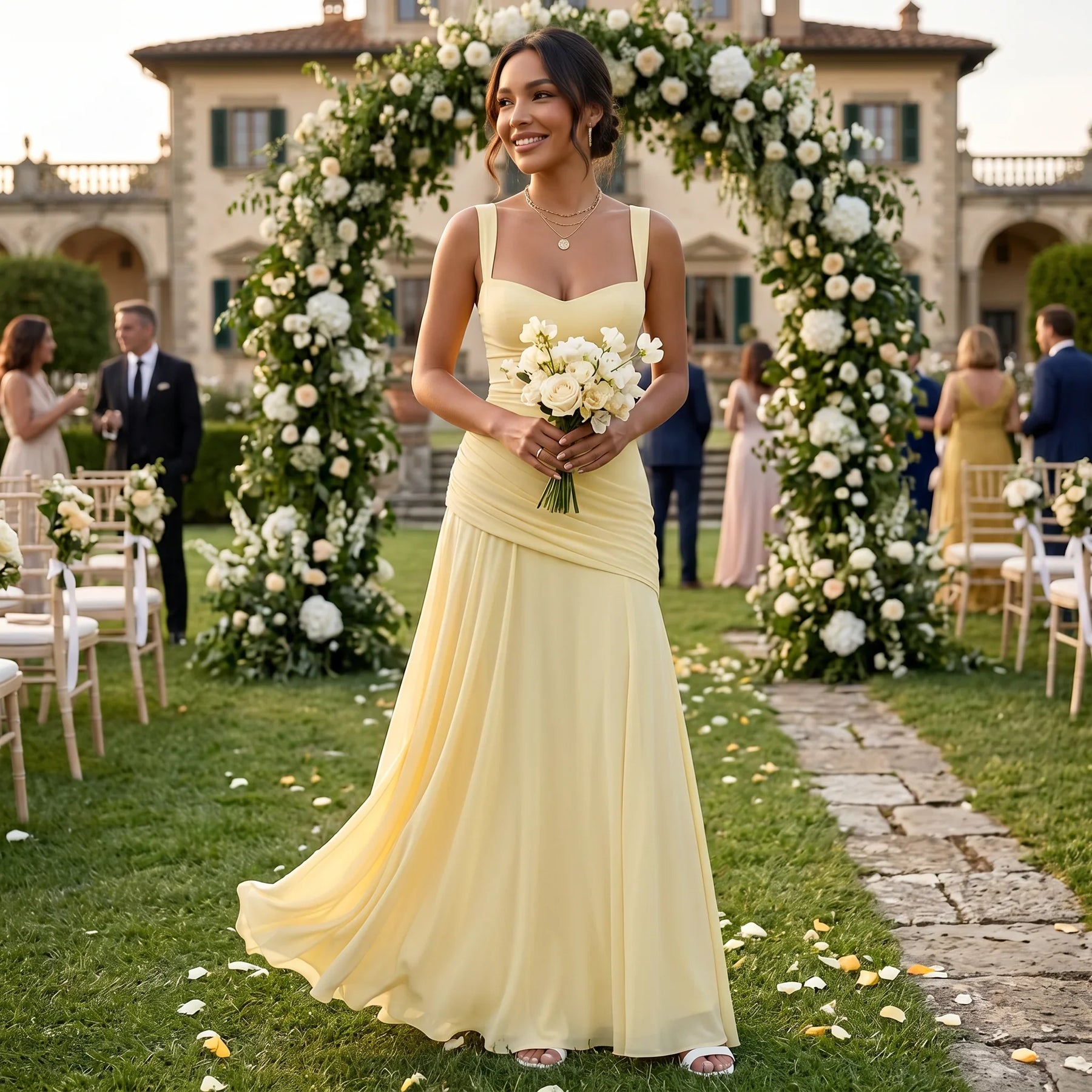 Women's Sweetheart Maxi Wedding Guest Dress, Cross Back | Shirley
