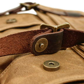 Waxed Canvas Messenger Bag with Leather Trim by Juana Fashion
