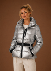 Women's Metallic Hooded Quilted Jacket | Olivia in Silver - Juana Fashion