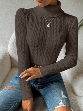 Women's Cable Knit Turtleneck Sweater — View 6