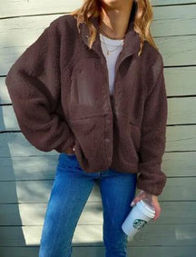 Women's Button Detail Fleece Jacket — View 5