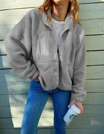 Women's Button Detail Fleece Jacket — View 6