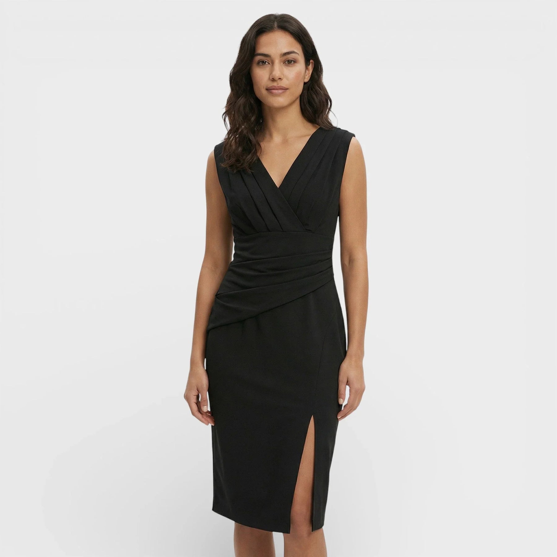 Women's V-Neck Pleated Midi Cocktail Dress | Stacey