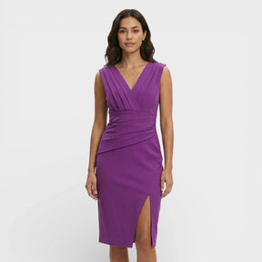 Women's V-Neck Pleated Midi Cocktail Dress | Stacey