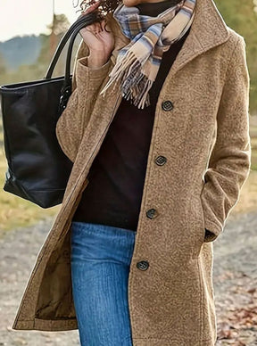Women's Fitted Button-Front Wool Coat | Amelie in Green - Juana Fashion