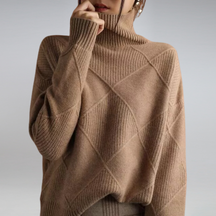 Women's Plaid Turtleneck Sweater — View 4