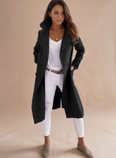 Women's Tailored Double-Breasted Wool Coat | Emilia in Black - Juana Fashion