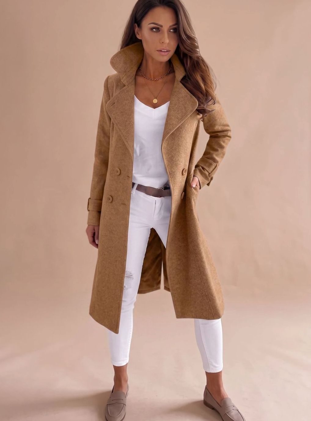 Women's Tailored Double-Breasted Wool Coat | Emilia in Black - Juana Fashion