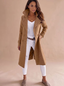 Women's Tailored Double-Breasted Wool Coat | Emilia in Black - Juana Fashion