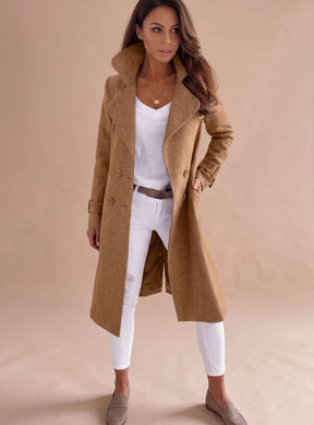 Women's Tailored Double-Breasted Wool Coat | Emilia in Black - Juana Fashion