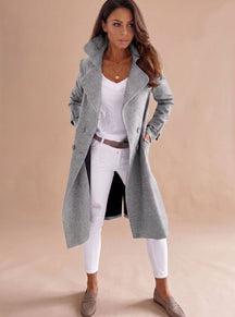 Women's Tailored Double-Breasted Wool Coat | Emilia in Black - Juana Fashion