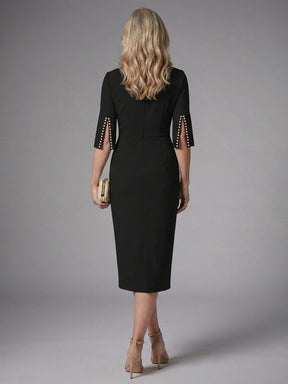 Women's Pearl-Detail Midi Wedding Guest Dress | Talitha