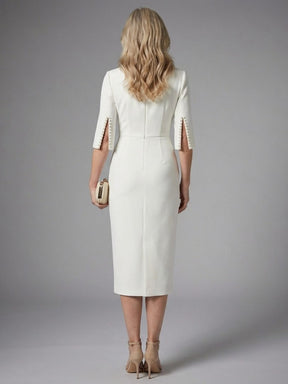 Women's Pearl-Detail Midi Wedding Guest Dress | Talitha