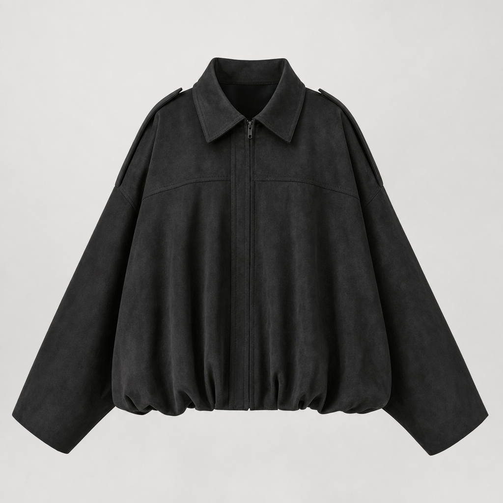 Women's Faux Suede Zip-Up Jacket | Thurlow in Coffee Brown - Juana Fashion