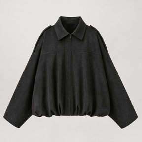 Women's Faux Suede Zip-Up Jacket | Thurlow in Coffee Brown - Juana Fashion