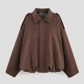 Women's Faux Suede Zip-Up Jacket | Thurlow in Coffee Brown - Juana Fashion