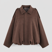 Women's Faux Suede Zip-Up Jacket | Thurlow in Coffee Brown - Juana Fashion