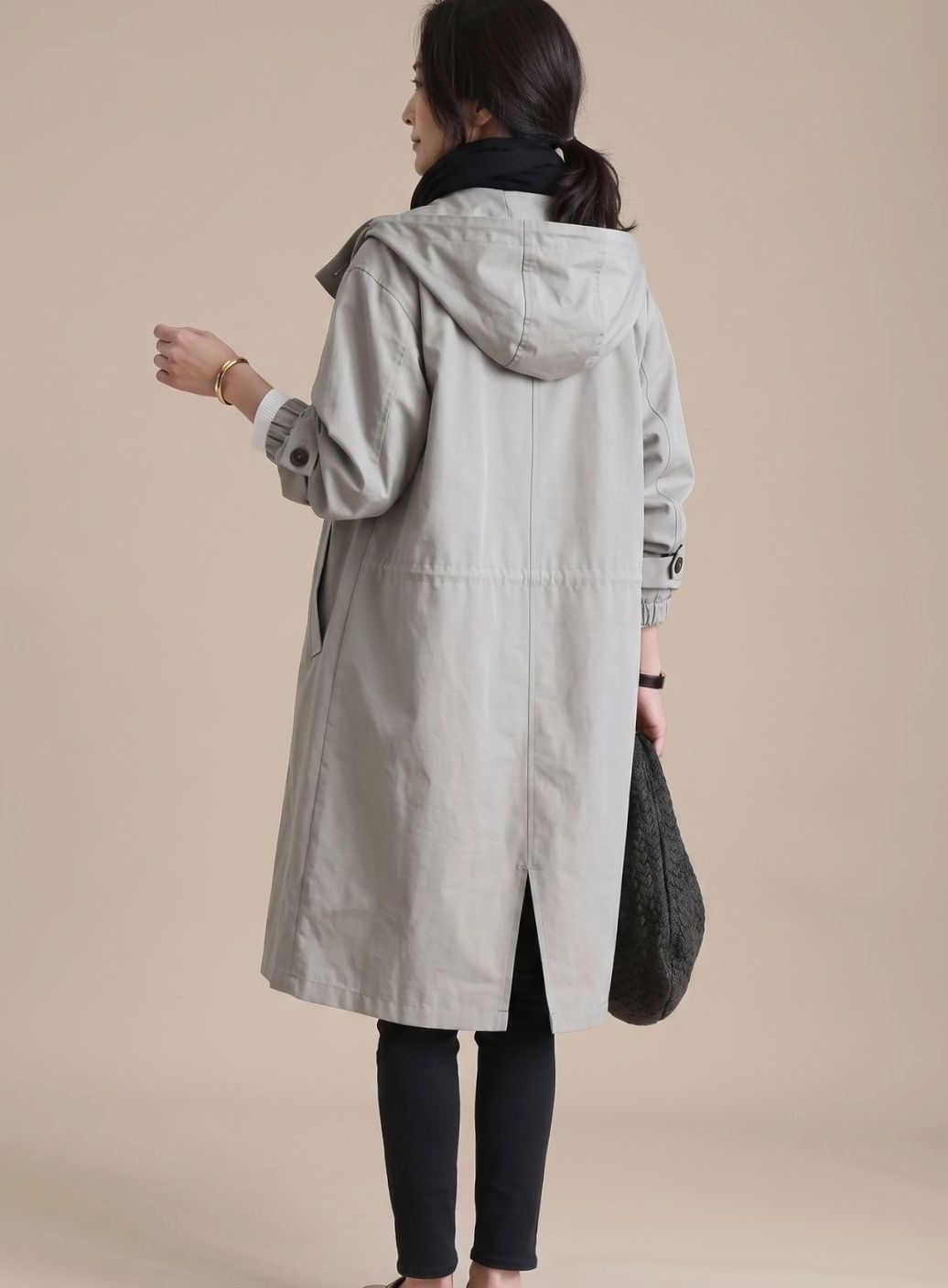 Women's Long Oversized Hooded Coat | Annika in Gray - Juana Fashion