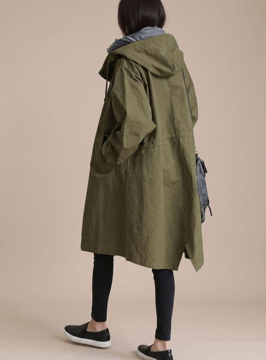 Women's Long Oversized Hooded Coat | Annika in Gray - Juana Fashion
