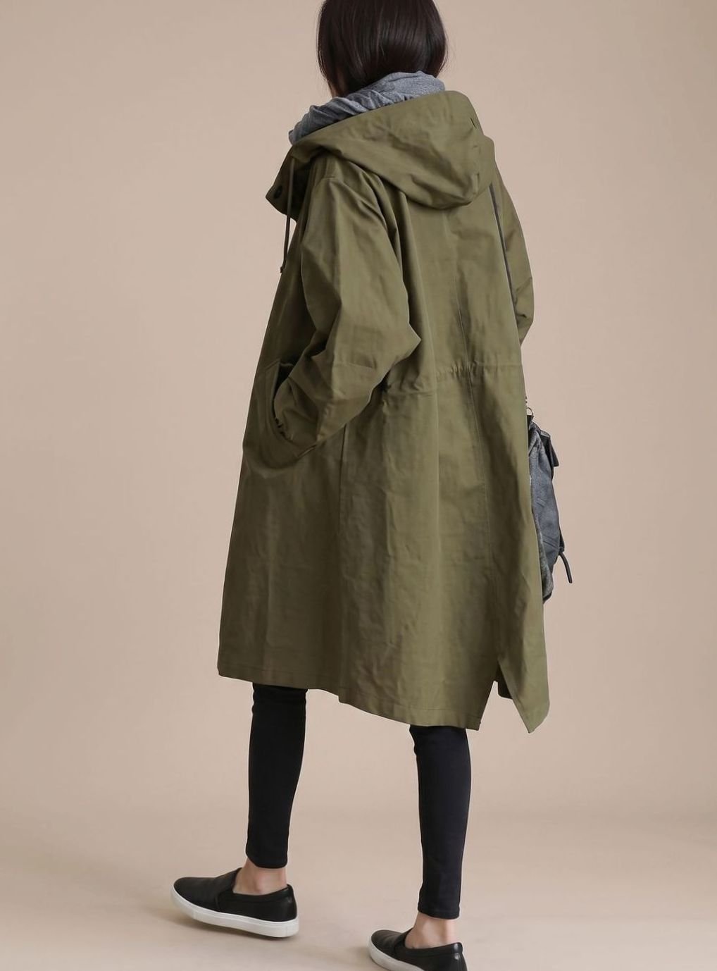 Women's Long Oversized Hooded Coat | Annika in Gray - Juana Fashion