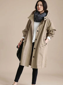 Women's Long Oversized Hooded Coat | Annika in Gray - Juana Fashion