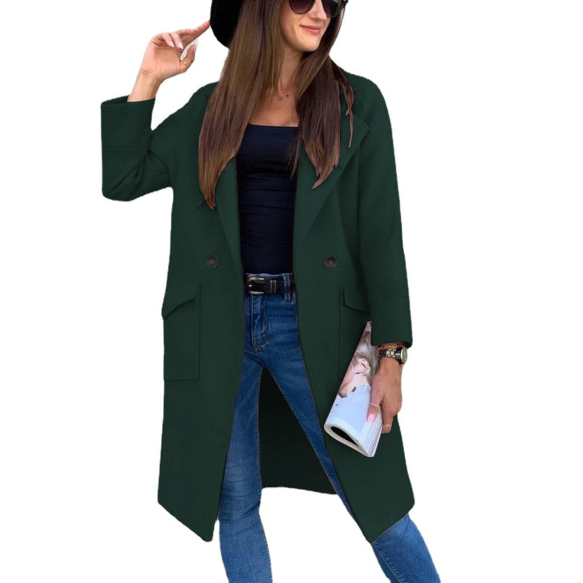 Women's Double-Breasted Trench Coat | Mia in Light Gray - Juana Fashion