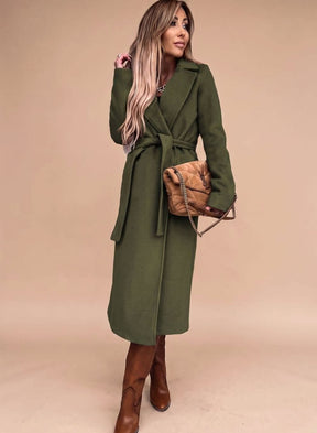 Women's Belted Trench Coat with Lapels | Charlotte in Black - Juana Fashion