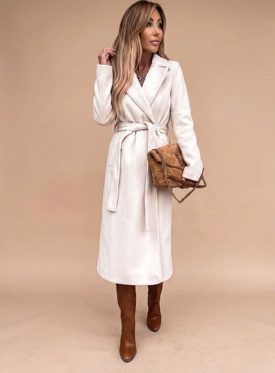 Women's Belted Trench Coat with Lapels | Charlotte in Black - Juana Fashion