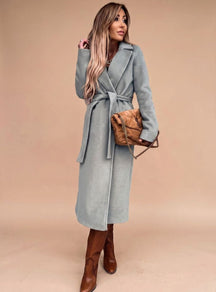 Women's Belted Trench Coat with Lapels | Charlotte in Black - Juana Fashion