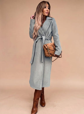 Women's Belted Trench Coat with Lapels | Charlotte in Black - Juana Fashion
