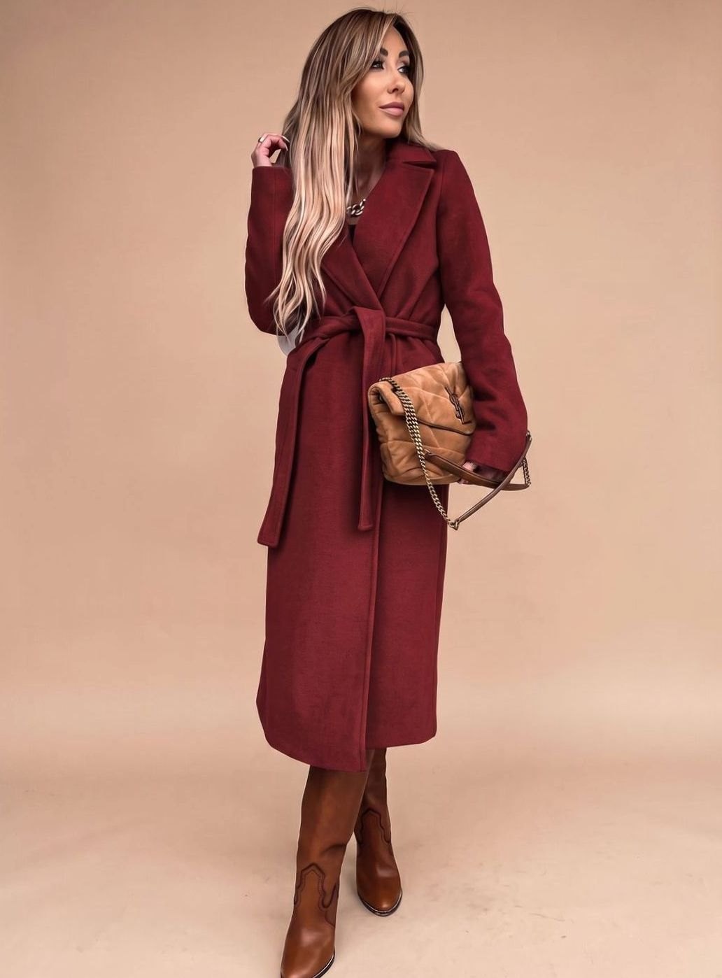 Women's Belted Trench Coat with Lapels | Charlotte in White - Juana Fashion