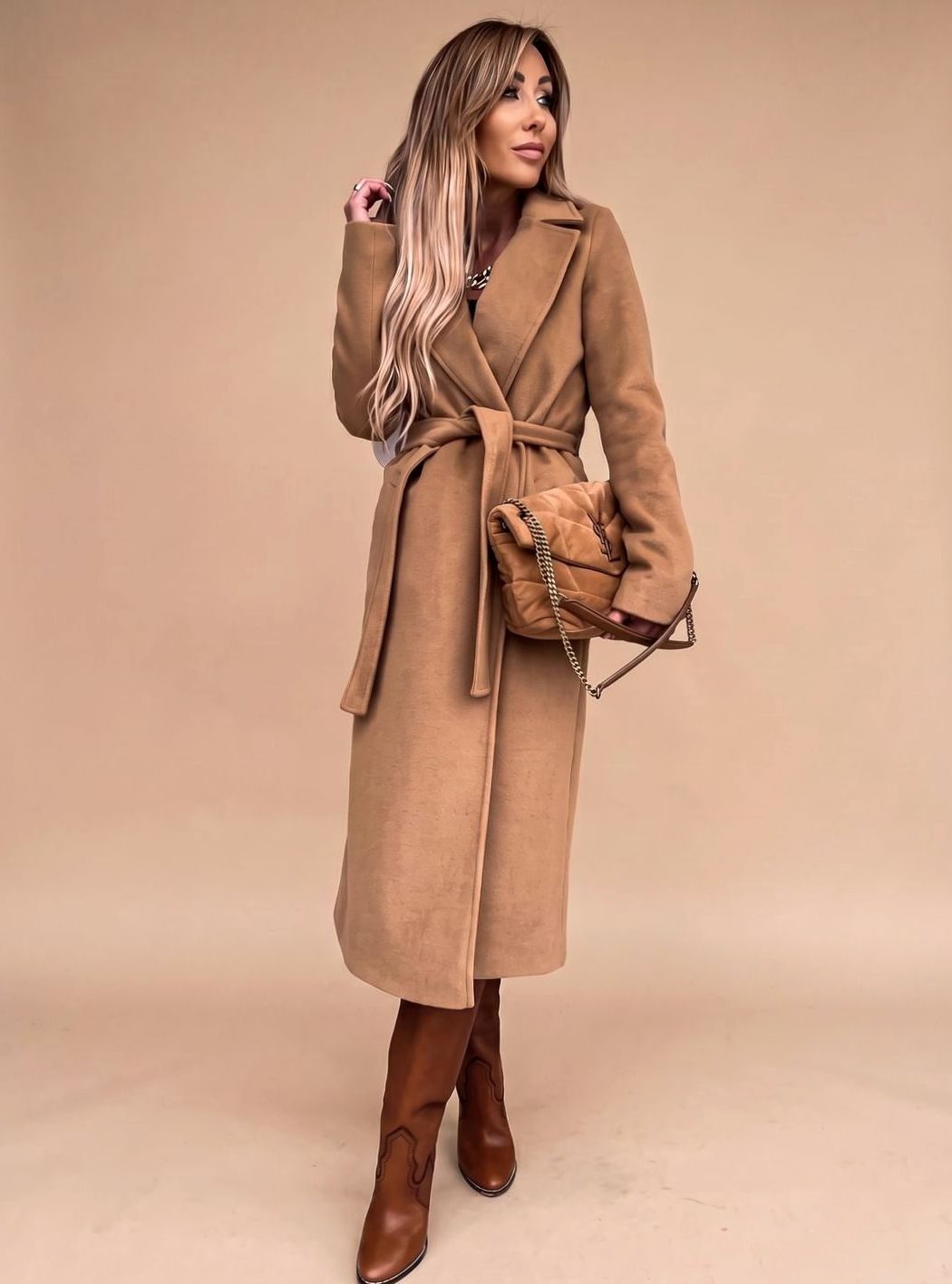 Women's Belted Trench Coat with Lapels | Charlotte in White - Juana Fashion